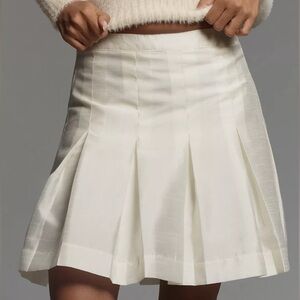 Maeve Pleated Taffeta Mini Skirt NWT, White - size 10